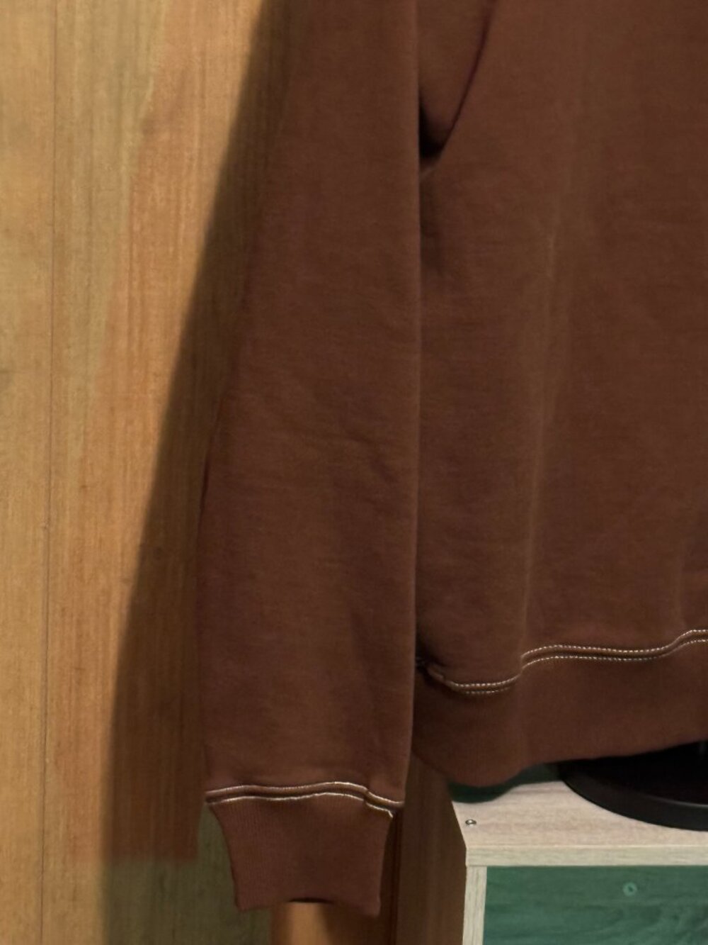 Zara Brown Contrast Stitch Hoodie Sweatshirt NWT Size L - Picture 7 of 12
